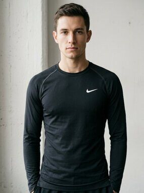 Nike Pro Men Dri-Fit Compression Shirt Long Sleeve Athletic Black XL
